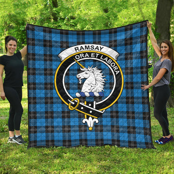 Ramsay Blue Ancient Tartan Quilt with Family Crest