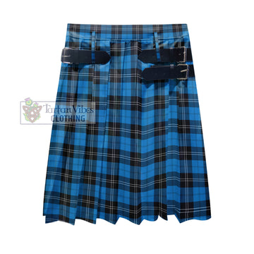 Ramsay Blue Ancient Tartan Men's Pleated Skirt - Fashion Casual Retro Scottish Kilt Style