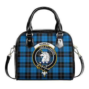 Ramsay Blue Ancient Tartan Shoulder Handbags with Family Crest