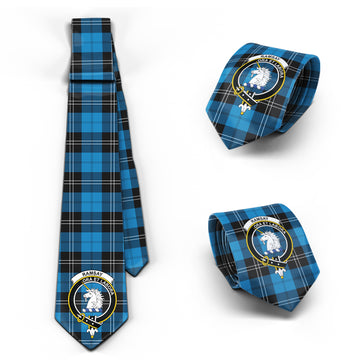 Ramsay Blue Ancient Tartan Classic Necktie with Family Crest