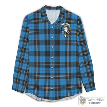 Ramsay Blue Ancient Tartan Womens Casual Shirt with Family Crest