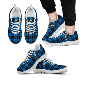 Ramsay Blue Ancient Tartan Sneakers with Family Crest