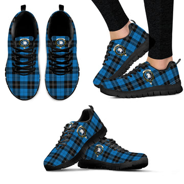 Ramsay Blue Ancient Tartan Sneakers with Family Crest