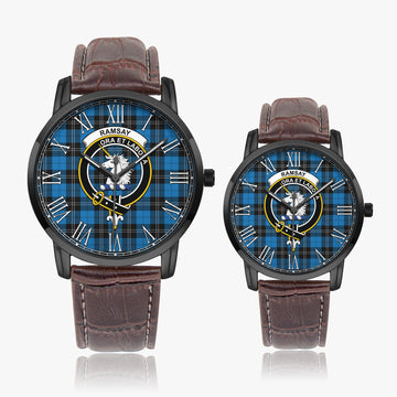 Ramsay Blue Ancient Tartan Family Crest Leather Strap Quartz Watch