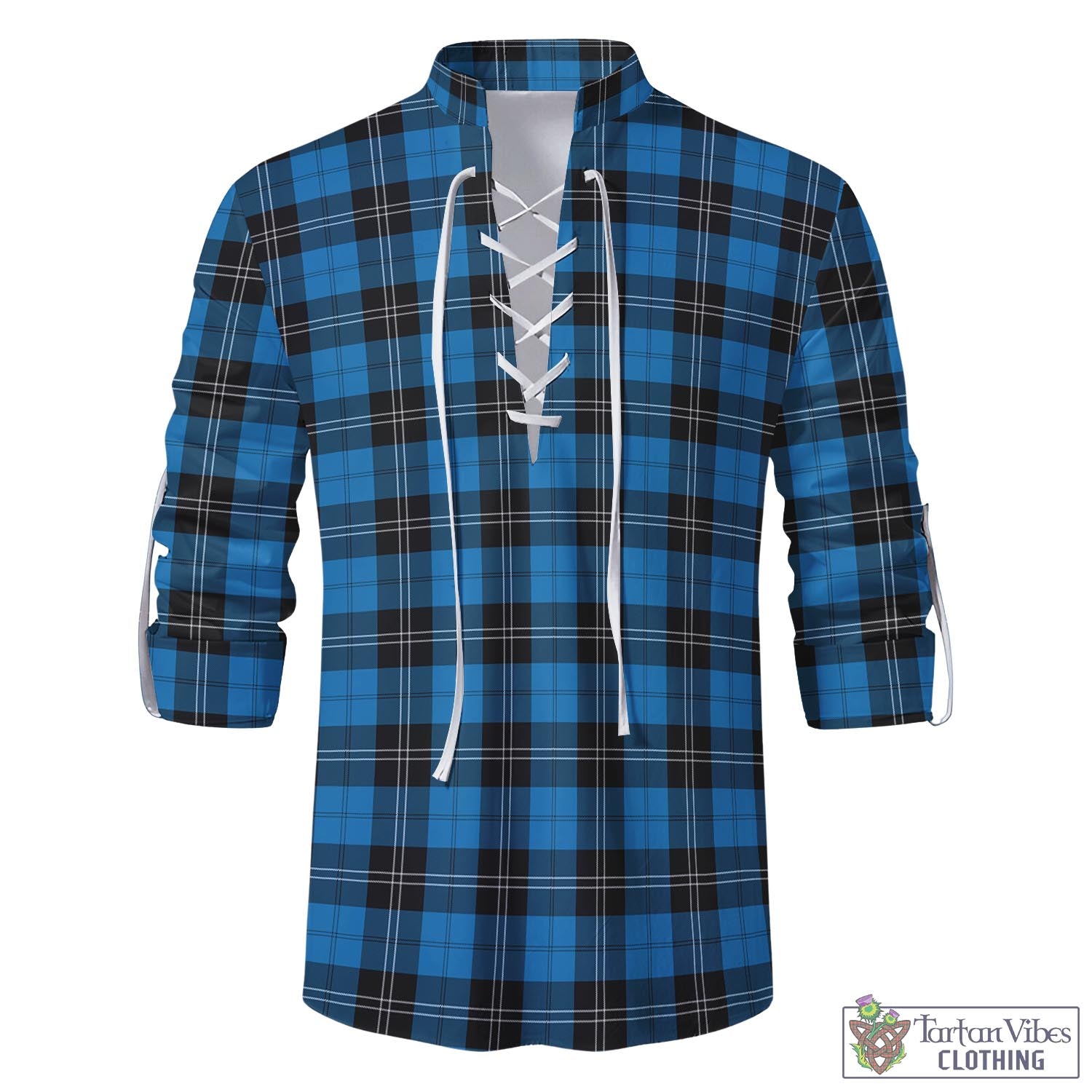 Tartan Vibes Clothing Ramsay Blue Ancient Tartan Men's Scottish Traditional Jacobite Ghillie Kilt Shirt