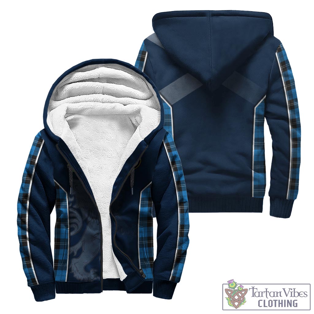 Tartan Vibes Clothing Ramsay Blue Ancient Tartan Sherpa Hoodie with Family Crest and Lion Rampant Vibes Sport Style