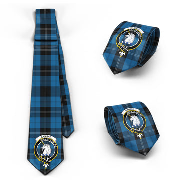 Ramsay Blue Hunting Tartan Classic Necktie with Family Crest