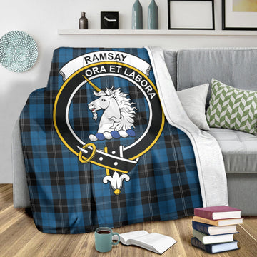 Ramsay Blue Hunting Tartan Blanket with Family Crest