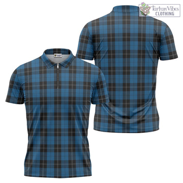 Ramsay Blue Hunting Tartan Zipper Polo Shirt
