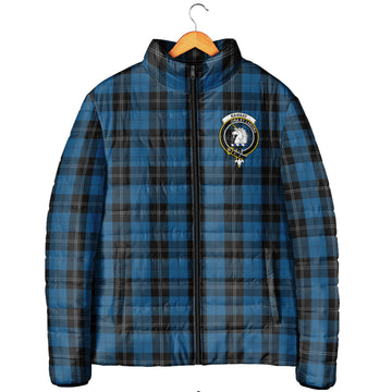 Ramsay Blue Hunting Tartan Padded Jacket with Family Crest