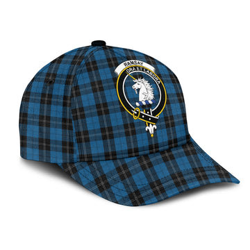 Ramsay Blue Hunting Tartan Classic Cap with Family Crest