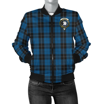 Ramsay Blue Hunting Tartan Bomber Jacket with Family Crest