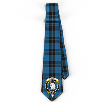 Ramsay Blue Hunting Tartan Classic Necktie with Family Crest