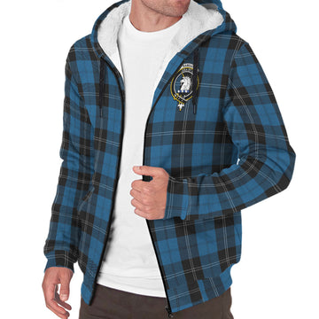 Ramsay Blue Hunting Tartan Sherpa Hoodie with Family Crest