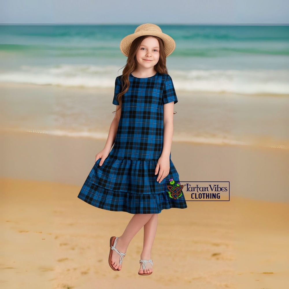 Ramsay Blue Tartan Sundress with Straw Hat