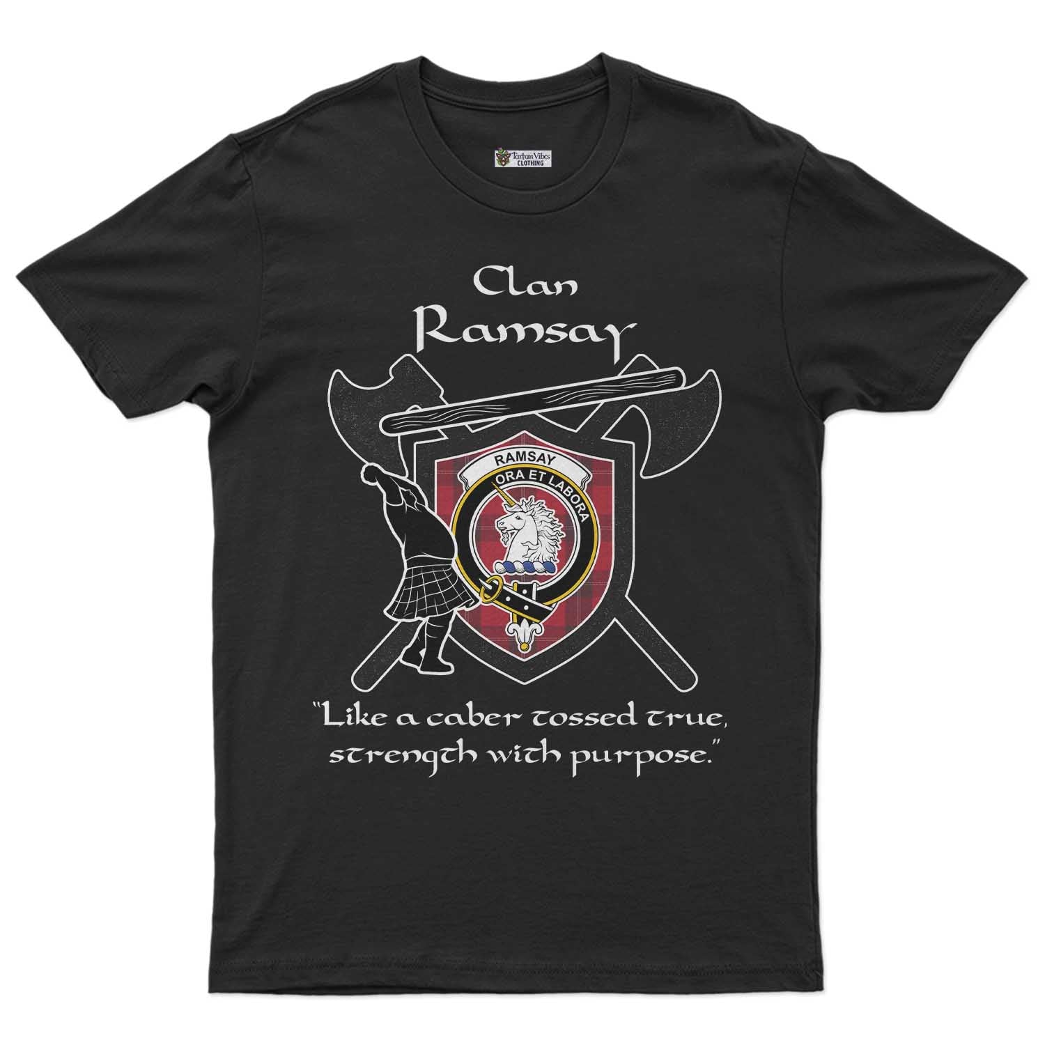 Ramsay Clan Crest Highland Game T Shirt Strength With Purpose Style - Tartan Vibes Clothing