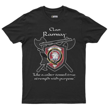 Ramsay Clan Crest Highland Game T Shirt Strength With Purpose Style - Tartan Vibes Clothing