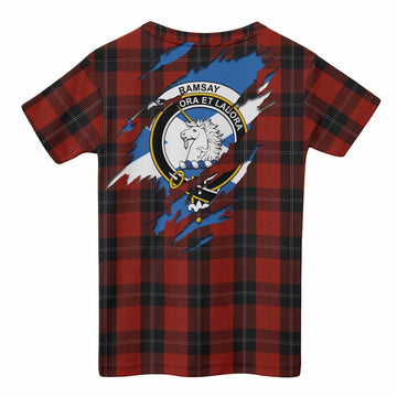 Ramsay Clan Crest In Me Tartan Kid T-shirt Scotland Flag Style