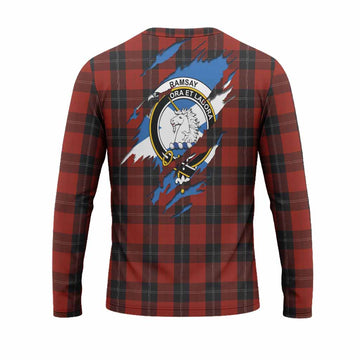 Ramsay Clan Crest In Me Tartan Long Sleeve T-Shirt Scotland Flag Style