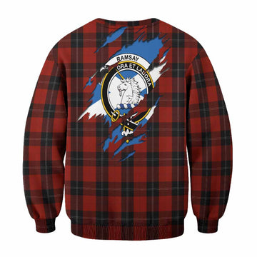 Ramsay Clan Crest In Me Tartan Sweatshirt Scotland Flag Style