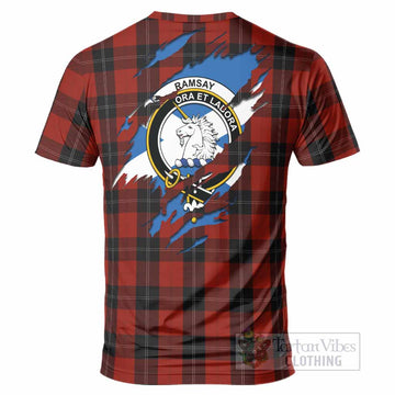 Ramsay Clan Crest In Me Tartan T-Shirt Scotland Flag Style