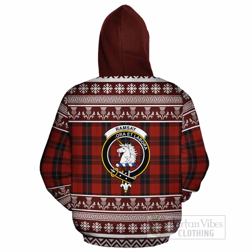 Ramsay Clan Tartan Christmas Cotton Hoodie with Family Crest - Tartan Vibes Clothing