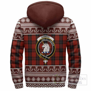 Ramsay Clan Tartan Christmas Fleece Hoodie with Family Crest