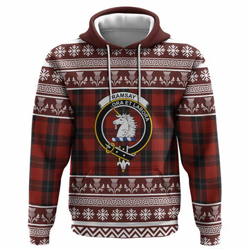 Ramsay Clan Tartan Christmas Hoodie with Family Crest