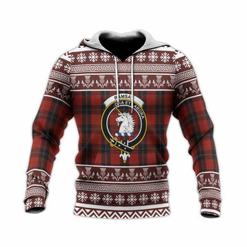 Ramsay Clan Tartan Christmas Knitted Hoodie with Family Crest