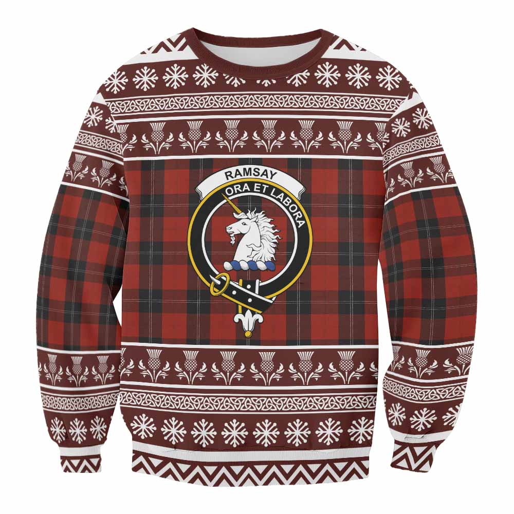 Ramsay Clan Tartan Christmas Sweatshirt with Family Crest - Tartan Vibes Clothing