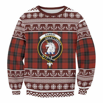 Ramsay Clan Tartan Christmas Sweatshirt with Family Crest