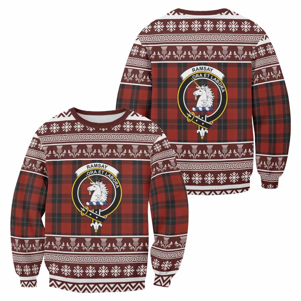 Ramsay Clan Tartan Christmas Sweatshirt with Family Crest - Tartan Vibes Clothing
