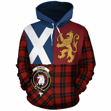 Ramsay Crest Tartan Cotton Hoodie with Lion Rampant Saltire Style