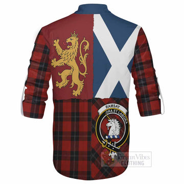 Ramsay Crest Tartan Ghillie Shirt with Lion Rampant Saltire Style