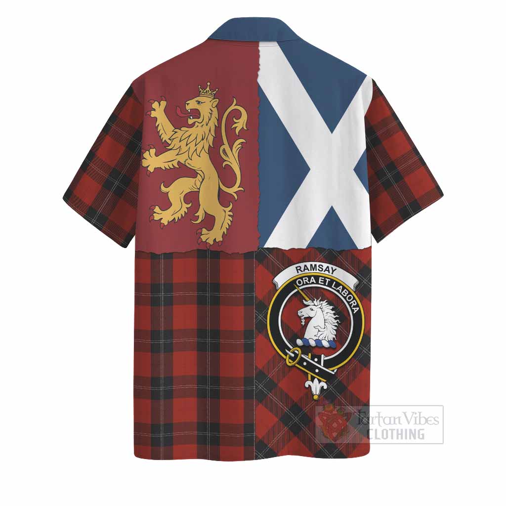 Ramsay Crest Tartan Hawaiian Shirt with Lion Rampant Saltire Style