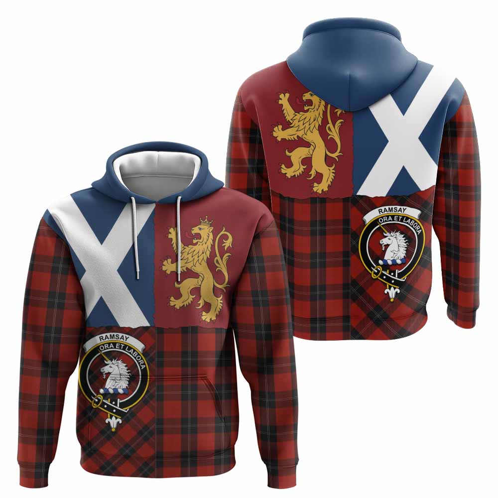 Ramsay Crest Tartan Hoodie with Lion Rampant Saltire Style