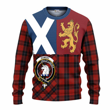 Ramsay Crest Tartan Knitted Sweater with Lion Rampant Saltire Style