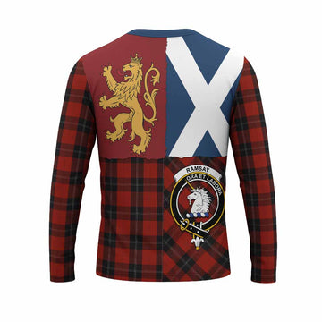 Ramsay Crest Tartan Long Sleeve T-Shirt with Lion Rampant Saltire Style