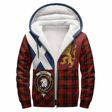 Ramsay Crest Tartan Sherpa Hoodie with Lion Rampant Saltire Style