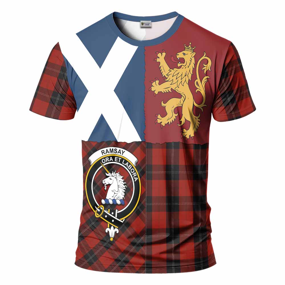 Ramsay Crest Tartan T-Shirt with Lion Rampant Saltire Style