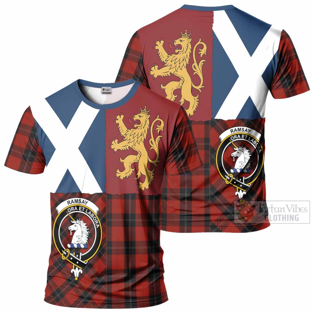 Ramsay Crest Tartan T-Shirt with Lion Rampant Saltire Style