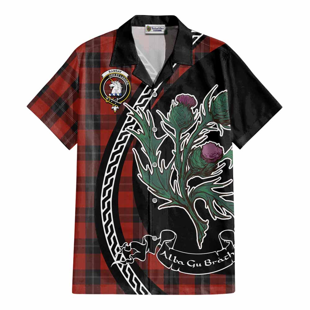 Ramsay Family Crest Tartan Cotton Hawaiian Shirt Alba Thistle Inspired - Tartan Vibes Clothing