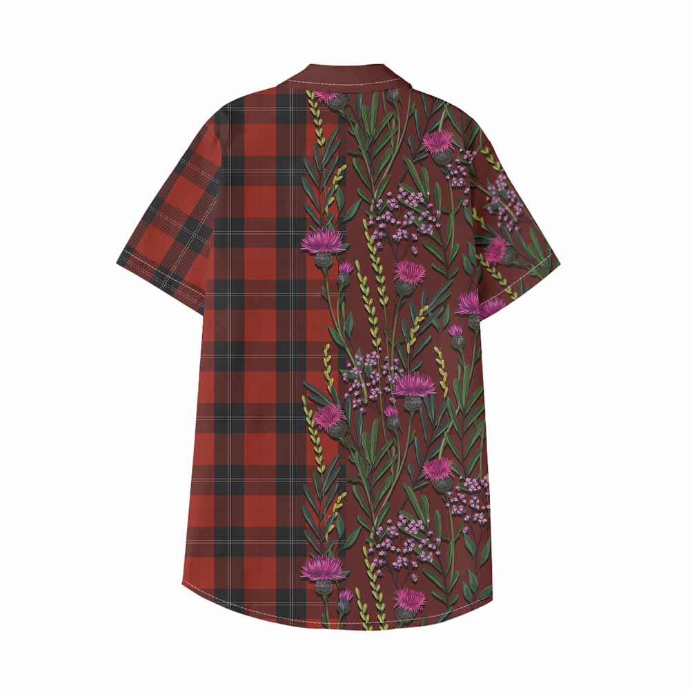 Ramsay Family Crest Tartan Kid Hawaiian Shirt Scottish Thistle Flower Pattern Half Style - Tartan Vibes Clothing