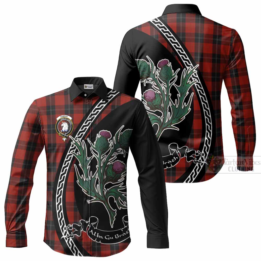 Ramsay Family Crest Tartan Long Sleeve Button Shirts Alba Thistle Inspired - Tartan Vibes Clothing