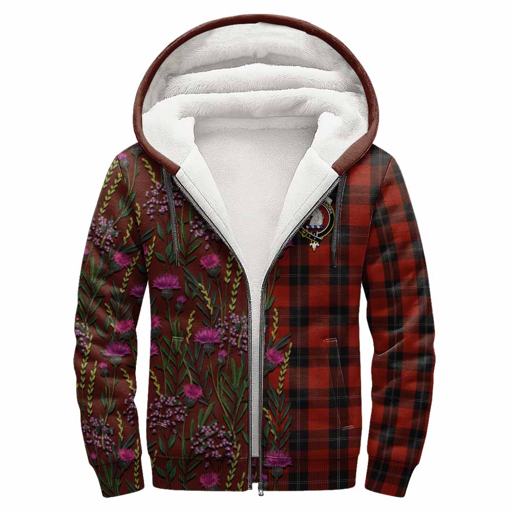 Ramsay Family Crest Tartan Sherpa Hoodie Scottish Thistle Flower Pattern Half Style - Tartan Vibes Clothing