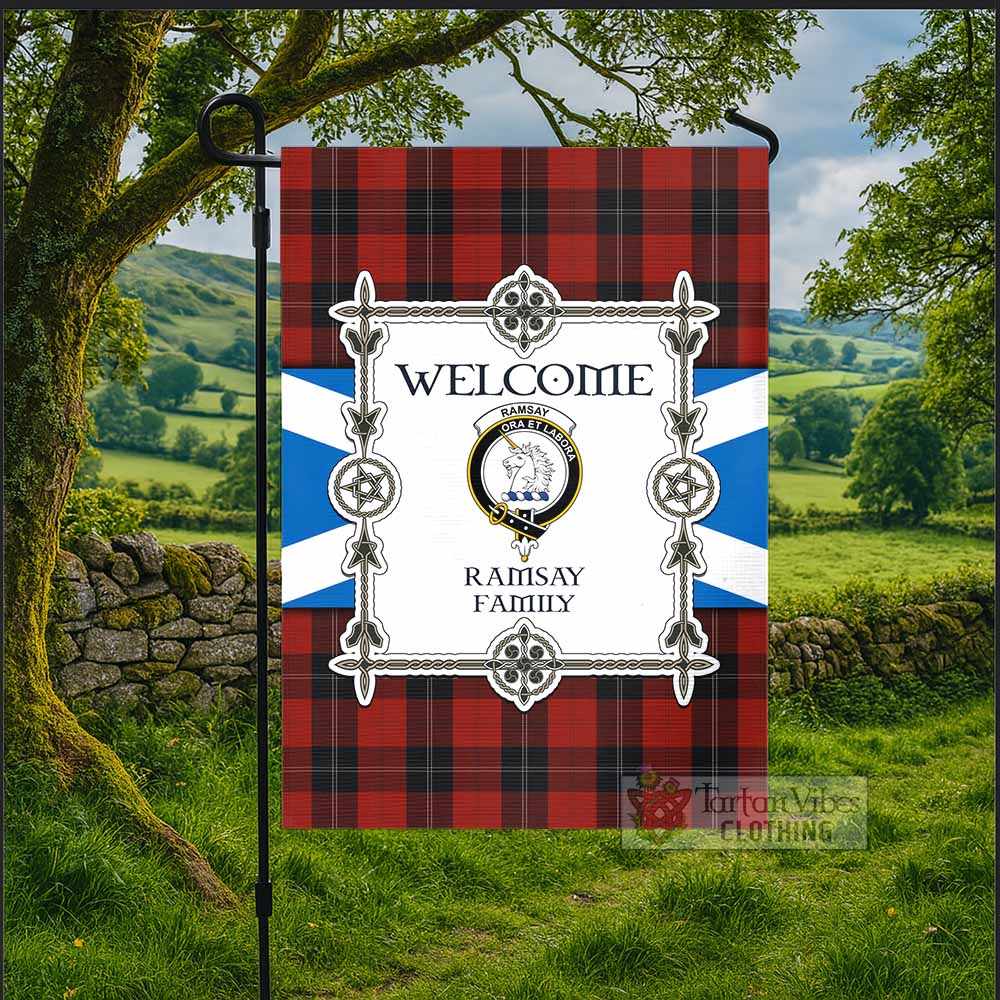 Ramsay Family Crest Tartan Welcome Garden Flag Saltire Harmony Style - Tartan Vibes Clothing