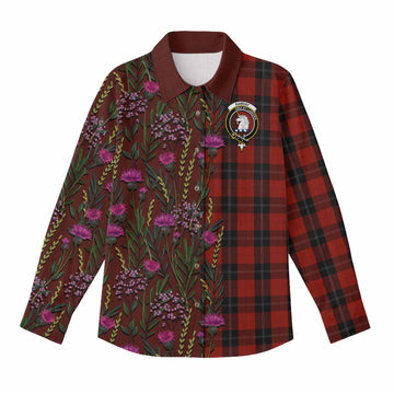 Ramsay Family Crest Tartan Women Casual Shirt Scottish Thistle Flower Pattern Half Style - Tartan Vibes Clothing