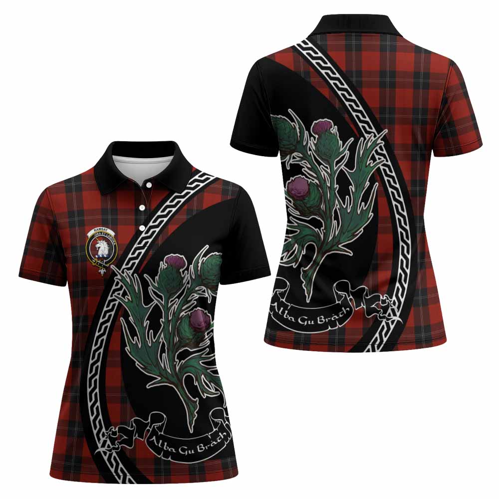 Ramsay Family Crest Tartan Women Polo Shirt Alba Thistle Inspired - Tartan Vibes Clothing