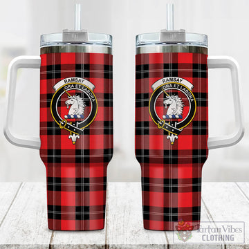 Ramsay Modern Tartan and Family Crest Tumbler with Handle