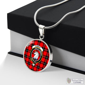Ramsay Modern Tartan Circle Necklace with Family Crest